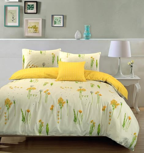 Nimsay Home Summer Breeze Floral 100% Cotton Reversible Duvet Cover with Two Pillowcases - Double