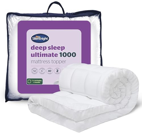 Silentnight Ultimate Deep Sleep 10cm Mattress Topper Double Bed - Luxury 4 Inch Thick Soft Mattress Enhancer Pad with Easy Fit Straps – Hypoallergenic and Machine Washable – Double – 190x135cm