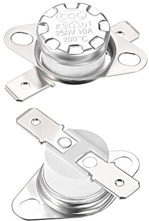 sourcing map 2Stk Temperaturschalter Thermostat Normalerweise offen 200°C 10A N.C 6,3mm Pin de