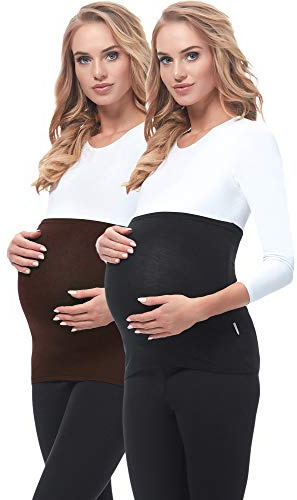 Be Mammy Fasce di Sostegno Premaman Set da 2 per Donna 169 (Nero/Marrone, 36/38)