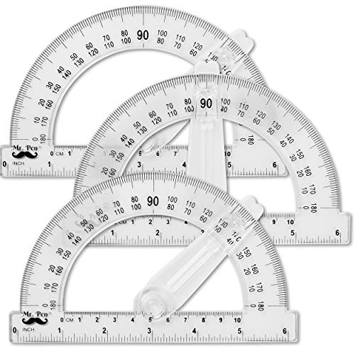 Mr. Pen- Protractor Set, 3 Pack, 6 Swing Arm Protractors, Clear Plastic Protractor Set for Accurate Angle Measurement, Geometry, Math, Drafting, Classroom & Technical Drawing