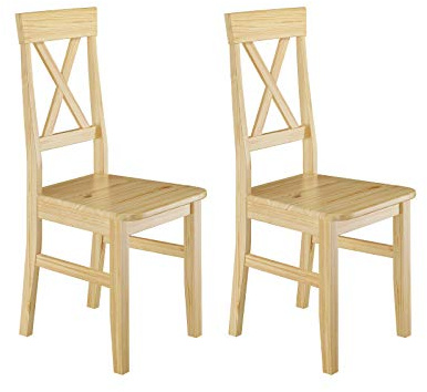 Erst-Holz Küchenstühle Doppelpack Massivholzstühle 2X Esszimmerstuhl Kiefer 90.71-23-D