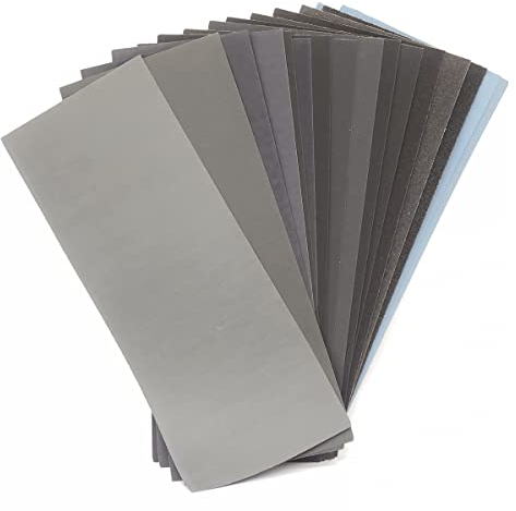 FEIHU Carta Abrasiva.120 to 10000 Grana Secco e Bagnato,metallo,legno,materiali per lucidare carta vetrata (9x 23 cm) 17 fogli