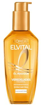 L'Oréal Paris närande hårolja för mjukt och glänsande hår, fungerar mot frizz, värmeskydd upp till 230 °C, med 6 dyrbara blomoljor, Elvital Oil Magique torrt hår hårolja, 1 x 100 ml