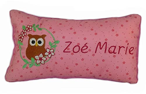 Momelie Rosa Schmusekissen * Kuschelkissen * Eule * mit Namen Bestickt * 17 x 29 cm * SK-pi_0030