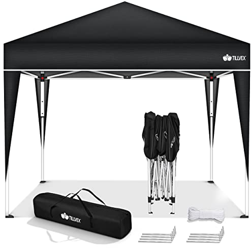tillvex Gazebo 3x3m impermeabile | Gazebo pieghevole pop-up regolabile in altezza | Tenda da giardino protezione UV 50+ | Tenda Padiglione con borsa (Nero)