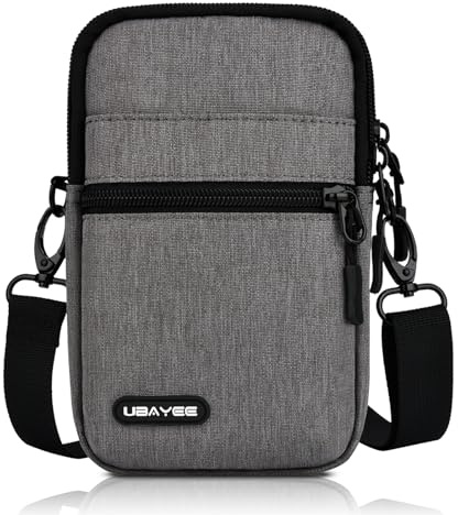 UBAYEE Kleine Handy Umhängetasche bis zu 6,7 Zoll, Herren Handytasche Schultertasche mit RFID-Blockierung Fach, Grau
