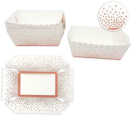 Frau WunderVoll® Kuchen Backformen 96 Stück, Rosegold Punkte zum zusammenstecken/Mini Kuchenform Backformen, Backförmchen, Muffin Backform, Papierbackform, Förmchen Papier Kastenform Einweg Backform