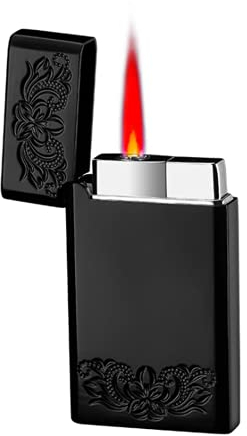 Accendino portatile antivento a gas butano ricaricabile a fiamma rossa regolabile