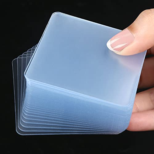 MILEQEE 50PCS Double Sided Adhesive Pads for Mounting | Two Sided Precut Tape Super Strong Heavy Duty Squares Washable Sticky Patch for Walls Hanging Nano Gel Large Clear 60mm