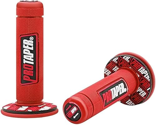 7/8 Motorcross Handle Grips Dirt Bike 22mm 24mm Truster Grips Motorcycle Ergonomic Bar End Non Slip Grip Gel Gep Scooter Cruiser Racing Mountain (Red, Pro Taper)