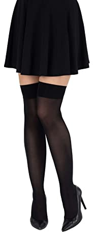 looksy Schwarz Overknee-Socken für Damen kniehoch lang einfarbig für Mädchen Schule Cosplay Uniform Strümpfe 60 den, Nero
