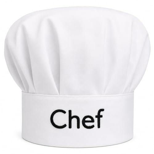 Pet-Jos Chef Kochmütze Unisex Kochmütze aus Baumwolle Küche Hotel Restaurant Gastro-Hüte Einstellbar für Kochen Weiß