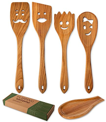 Spatula Set Cherry Wood Spurtle Supplies Cast Scraper Wooden Spoons For Cooking Family Coocking Multipurpose Utensil