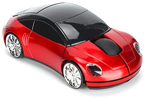 Sorandy 2.4GHz Kabellose Auto Maus, 3D Sportwagenform Ergonomische Optische Mäuse mit USB Empfänger, 1600 DPI Computer Maus mit LED Licht für PC Laptop Computer Kinder Mädchen Kleine Hände (Rot)