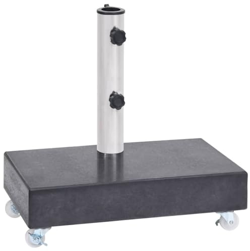 vidaXL Robuster Sonnenschirmständer in eleganter schwarzer Granitkonstruktion mit Rollen für einfache Mobilität, Edelstahlrohr 201