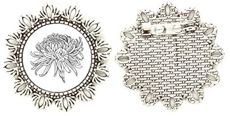 Fiore crisantemo illustrazione fiore argento spilla gancio pin, Medio