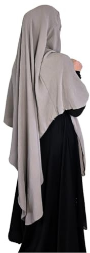 Yaqeen Khimar triangel lång hijab för muslimah en del mjuk crepe tyg huvudduk material chadors arabien islamisk bön klänning muslimska sjalar kroppsskydd, Mullvadsbrunt, one size