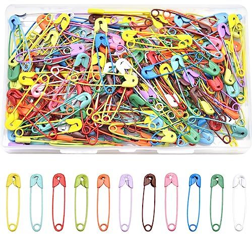 Hocansen 200 Stück Sicherheitsnadeln 32mm Bunte Sicherheitsnadeln Metall Rostbeständig Klein Nadel für Kleidung Kunsthandwerk (32mm/Colour/BZ)