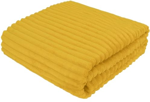 Cotton Market Wohndecke 220 x 240 cm Große Flauschige Kuscheldecke mit feiner Prägung Weich Warm Anschmiegsam Elegant Sofa Bett