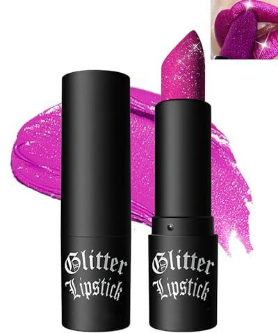 Glitter Matte Lipstick, Plum Purple Long Lasting Waterproof Lip Gloss-04 | Metallic Shimmer Velvet Lip Stick, Diamond Sparkling High Pigment Smudge proof Lip Stain for Stage, Cosplay, Halloween Makeup