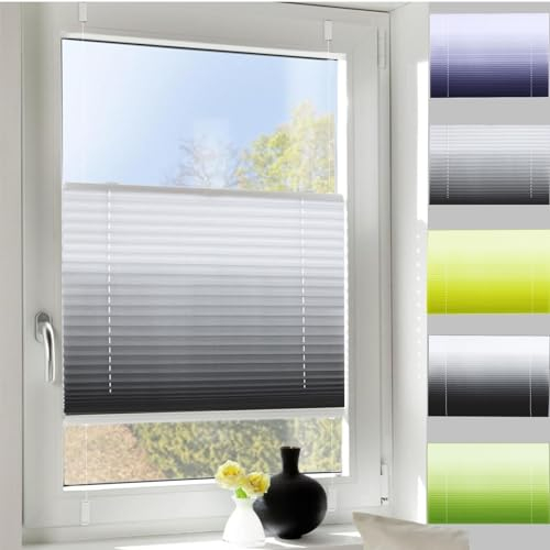 Klemmfix Plissee Ohne Bohren 80 x 100 cm Sichtschutz und Sonnenschutz Blickdicht Faltrollo Klemmfix Plisseerollo mit Klemmträger für Fenster & Tür, Grau