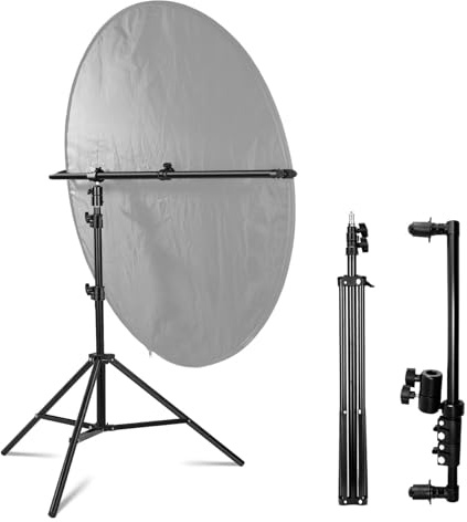 YUOCU Extendable Reflector Holder Arm with 78.7/2m Tripod Light Stand, Photo Telescopic 25.5 to 47.2 Boom Arm 360° Swivel Reflector Bracket for Product Portrait Studio Outdoor Photography