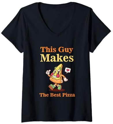 Femme Machine à pizza amusante pour hommes et femmes Cool Guy Best Pizza T-Shirt avec Col en V
