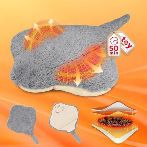 Mewaii Peluche Riscaldabile in Microonde Stuffed Animali Manta Grigio Riscaldamento Pad Cuscino Peluche Caldo o Freddo per Ragazze Ragazzi Donne 30cm