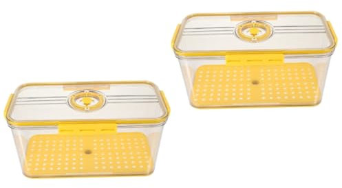 Amosfun 2pcs Box Refrigerator Organizer Bins Food Containers for Fridge Airtight Bread Storage Box Draining Plate