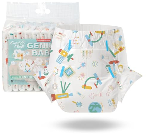CutiePlusU Windeln für Erwachsene, 10 Stück Einweg-Inkontinenz-Slips mit Schlaufen, Starke Saugfähigkeit für die Nacht- Genius Baby (Groß 37-47)