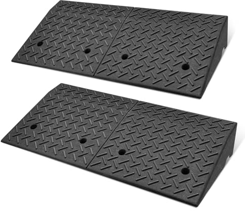 DNA Motoring 2pcs 6.3 Rise Rubber Curb Ramp Heavy Duty Loading Driveway Ramp Threshold Ramp 38.5 in L x 19.6 in W x 6.3 in H for Loading Dock, Warehouse, Motorcycles, Cars, TOOLS-00652X2