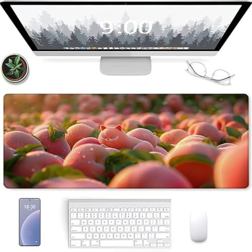 YALNSENN Desk Mat - 800 x 400 x 3mm, Multifunzione, Tappetino per Mouse Esteso, Protezione Scrivania da Ufficio con Base in Gomma, Resistente ai Versamenti Rosa Mela