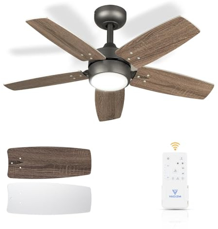 Vagizm Ventilateur de Plafond 91 CM pour Petite Pièce: Moderne Avec Lumière à Intensité Variable et Télécommande - Réversible et Silencieux avec 6 Vitesses pour Petite Chambre - 230 V