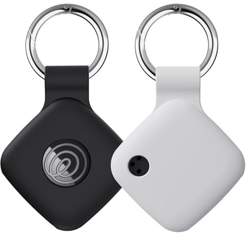 YWXTW [2 Pack] Silicone Case for Tile Mate 2024 / Mate 2022 Tracker Holder with Keychain, Anti Lost Soft Secure Protective Cover Finder for Keys, Bags, Cat Dog Collar Tag Accessories (Black+White)