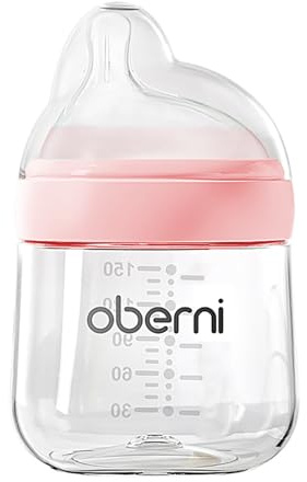 Oberni Babyflaska av PP (polypropylen), extra mjölkflaskor med storlek S napp för nyfödda 0+ Moate, 150 ml/rosa/1 st