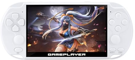 JXD Multifunctional Video Game Console 5.1 inch 7500 Free Retro Games Handheld Game Console Portable Pocket Children's Game Player Mini Arcade Emulator Device mp3/4 Holiday(White)
