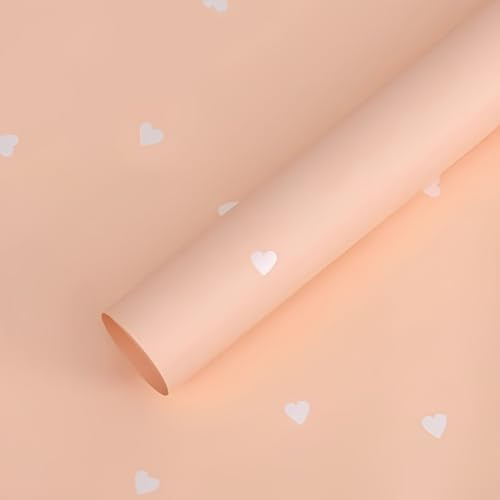 Geschenkpapier mit Herz-Motiv, einfarbig, 58,4 x 58,9 cm, wasserdicht, Valentinstagsstrauß, Geschenkpapier, Bastelarbeiten, Geschenkverpackung oder Geschenk-Box-Verpackung (cremefarbener Champagner),