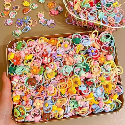 SSyang 100 Stück Bunte Haargummis für Baby und Mädchen - Elastische Zopfgummis für Feines Haar Set