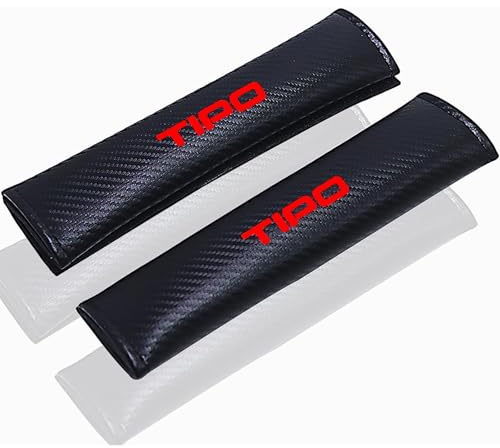 KLHYWEN 2 Pezzi Imbottiture per Cintura Sicurezza Auto per Fi-at Tipo Accessori Styling Interni, Coperture di Protezione per Le Spalle Comfort in Fibra di Carbonio,Red