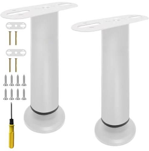 CNKHDZ 2 Pack Pieds de Lit Ajustables 25-42cm,Blanc Pieds de Meuble Rétractables,Pieds de Table,Pieds T-Forme en Métal,Support pour Sommier,Pieds Réglables en Hauteur pour Sofa,Lit,Armoire,Cabinet