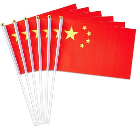 Piccola bandiera della Cina, confezione da 12 mini bandiere cinesi tenute in mano per parate esterne festa patriottica 4 luglio decorazioni (Cina)