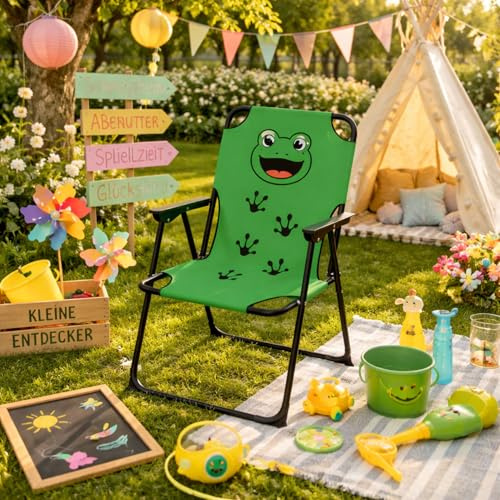 Kinder Outdoor Campingstuhl Klappstuhl Campingstuhl Outdoor Camping klappbar Frosch max 100Kg Stahl pulverbeschichtet