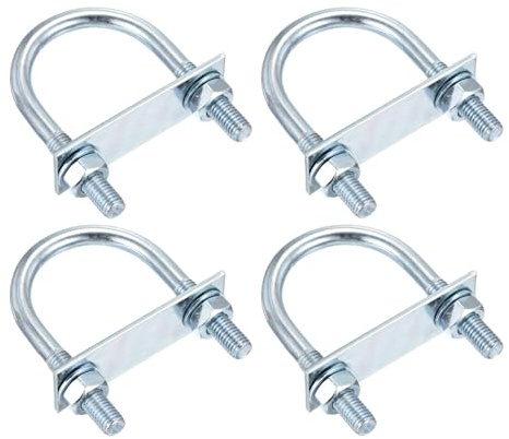 DTGN M10x50x90mm U Bolts Round Kit - 4Set - Carbon Steel U-Bolt Kit with Nuts, Washers, Frame Plate - Good for DN40 Pipe, Trailer, Automotive, Leaf Spring Fastener | U-Bolt Kit with Nuts, Washers, Frame Plate Good for Pipe, Trailer, Automotive, Leaf Spring Fastener