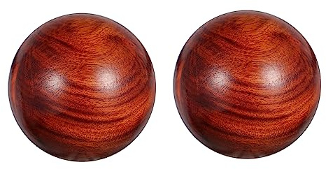 Akupressurball 2 Stück Braun, Handmassageball für Handgymnastik | Runde Kugeln, Tisch Schnitzerei, Holzhandwerk, Geeignet als Schreibtischdekoration, für Ältere Personen