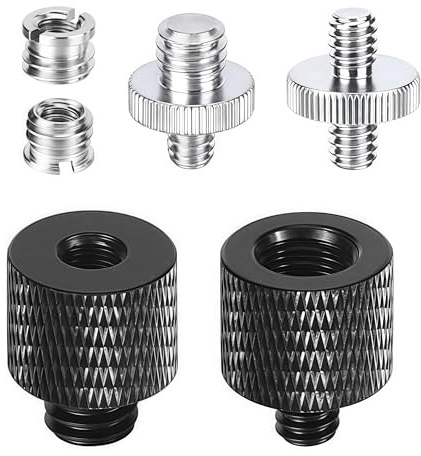 6 Stück Gewindeadapter Stativ Schraube Adapter, 3/8“ auf 1/4“ Aluminiumlegierung Mikrofonständer für Stativschrauben, Doppelschraube für Kameras, Mikrofone (Fotografie und Videoproduktion)