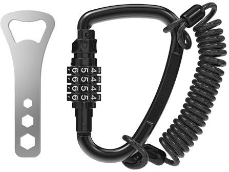 UP Security Combination Lock D Ring with Retractable Cable, 3 Digit Combo Lock for Helmet Safe, Backpack, Luggage Anti-Theft, Stroller, Scooter, Gym Locker, Fence, Travel, Outdoor Use (D Ring, Black)