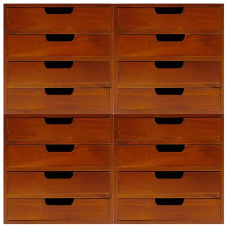 Ageanbri 4 Pcs Drawer Cabinet Set, Wooden Storage Box Rustic Desktop Organizer, Mahogany Wood Stackable Units, Small Craft Storage Containers Apothecary Cabinet and Chest Jewelry Holder