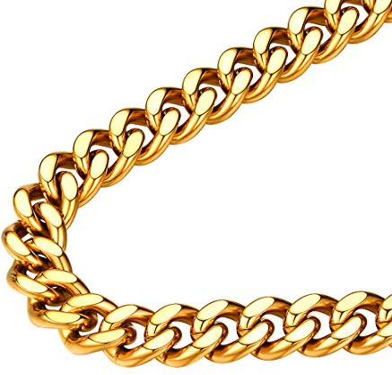 FindChic Cuban Chains for Men, Sturdy Stainless Steel Necklace, Silver/Gold/Black Curb Chains, 5/7/9/12mm, 14 18 20 22 24 26 28 30 Length, Men's Jewellery Gifts for Him(Come with Gift Box)