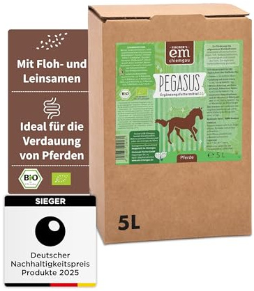 EM-Chiemgau Bio-Ergänzungsfuttermittel für Pferde 1L [Effektive Mikroorganismen] fermentierte Rezeptur mit Lein- und Flohsamen, Milchsäurebakterien, natürliche Bestandteile der Darmflora (5 L)